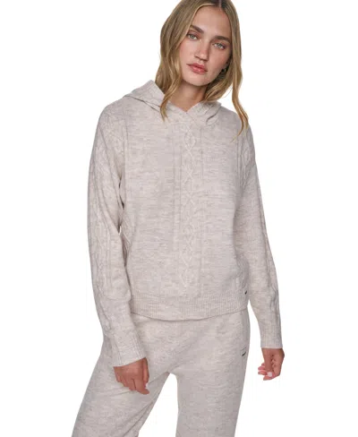 Dkny Sport Women's Cozy Cable Sweater Hoodie Pullover In Neutral