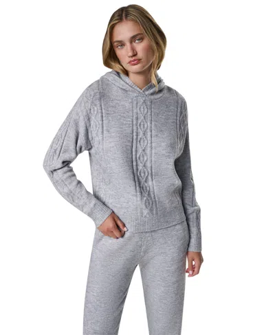 Dkny Sport Women's Cozy Cable Sweater Hoodie Pullover In Gray