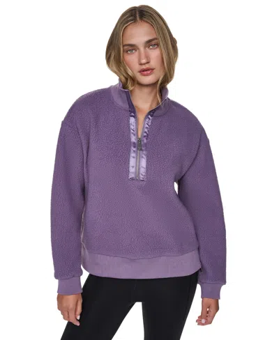 Dkny Sport Women's Sherpa Mock Neck Half-zip Pullover In Purple