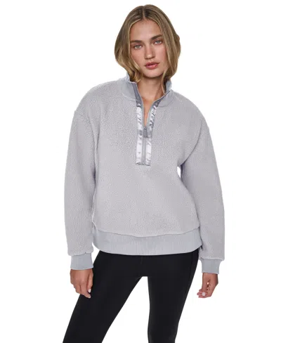 Dkny Sport Women's Sherpa Mock Neck Half-zip Pullover In Gray