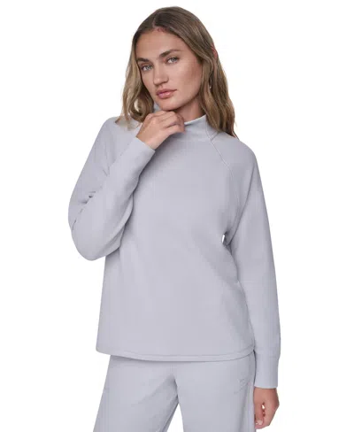 Dkny Sport Women's Thermal Funnel-neck Raglan Pullover In Gray