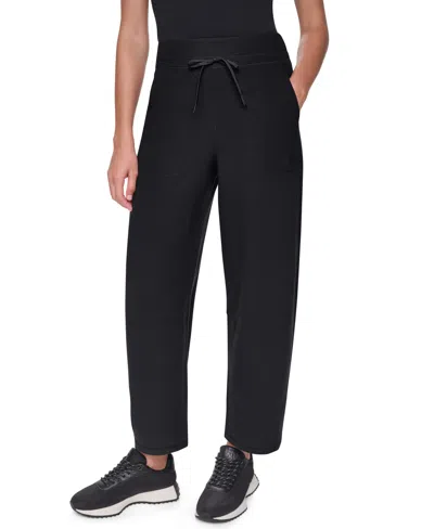 Dkny Sport Women's Transcend Thermal High-waist Barrel-leg Pants In Black