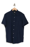 Dkny Sportswear Lenox Short Sleeve Button-up Tech Shirt In Navy