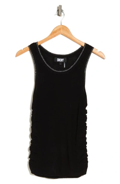 Dkny Sportswear Metallic Ruched Tank In Black/ Silver