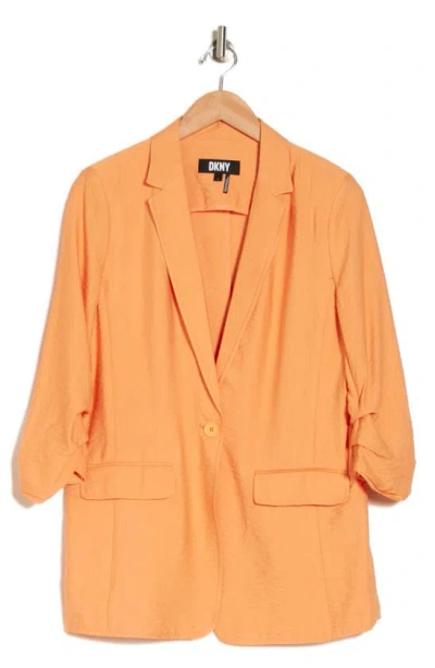 Dkny Sportswear Ruched Three-quarter Sleeve Blazer In Cantelope