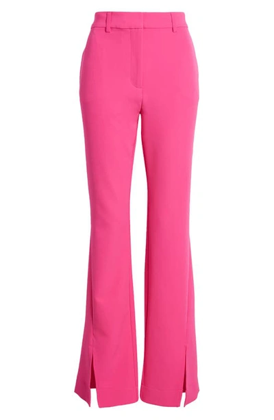 Dkny Sportswear Split Hem Flare Leg Stretch Twill Trousers In Shocking Pink