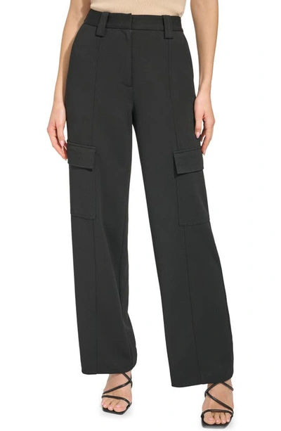 Dkny Sportswear Straight Leg Crepe Cargo Pants In Black