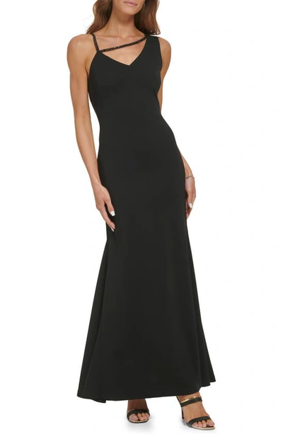Dkny Strappy Trumpet Gown In Black