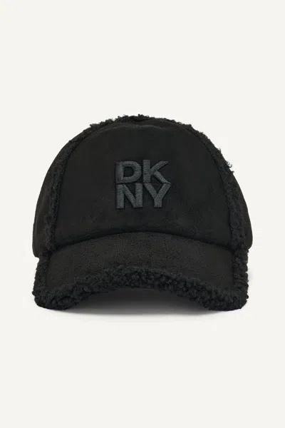 Dkny Women's Faux Suede And Sherpa Baseball Hat In Black