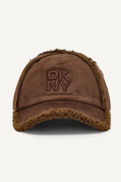 Dkny Women's Faux Suede And Sherpa Baseball Hat In Chocolate