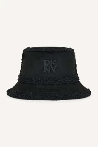 Dkny Women's Faux Suede And Sherpa Bucket Hat In Black