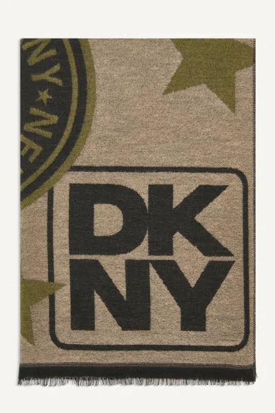 Dkny Women's Star Logo Scarf In Dark Olive