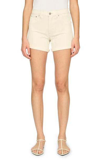 Dl1961 Zoie Mid Rise Relaxed Denim Shorts In Eggshell Rolled