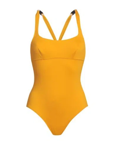Dnud Woman One-piece Swimsuit Ocher Size 8 Polyamide, Elastane In Yellow