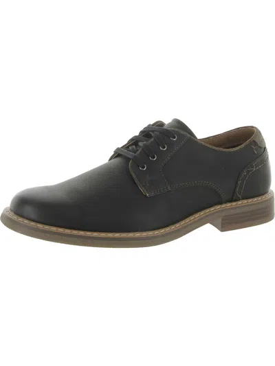 Dockers Mens Faux Leather Burnished Oxfords In Black