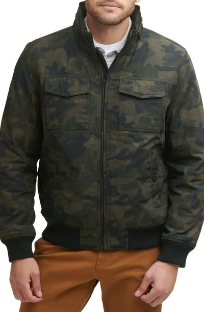 Dockers Quilted Lined Flight Bomber Jacket In Camouflage