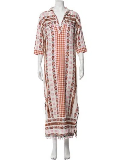 Pre-owned Dodo Bar Or Printed Long Dress In White