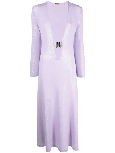 Dodo Bar Or Sequin-embellished Plunge Dress In Purple