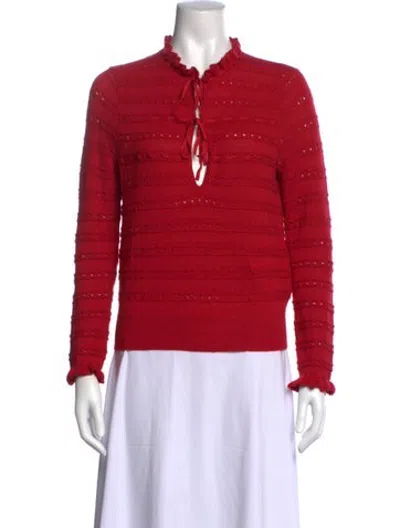 Pre-owned Doen Baby Alpaca Patterned Sweater In Red