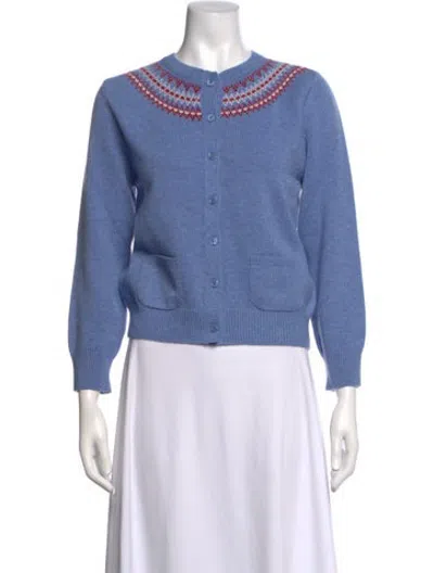 Pre-owned Doen Cashmere Patterned Sweater In Blue