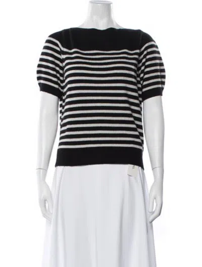 Pre-owned Doen Cashmere Striped Sweater In White