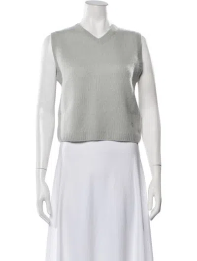 Pre-owned Doen Cashmere V-neck Sweater In Green