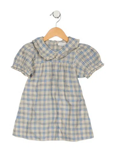 Pre-owned Doen Babies' Girls Striped Patterned Short Sleeve Dress In Neutrals