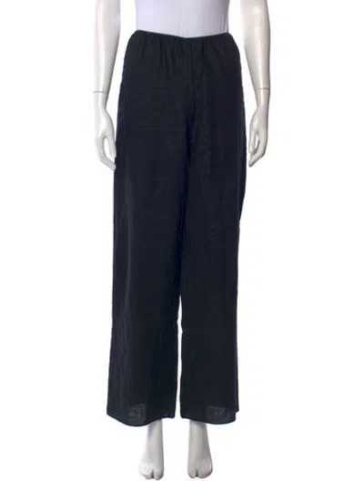 Pre-owned Doen Linen Wide Leg Pants In Black