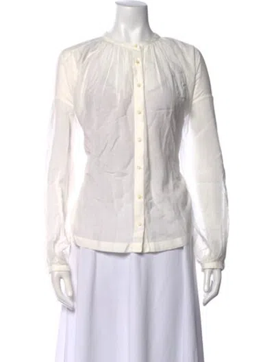 Pre-owned Doen Long Sleeve Blouse In White
