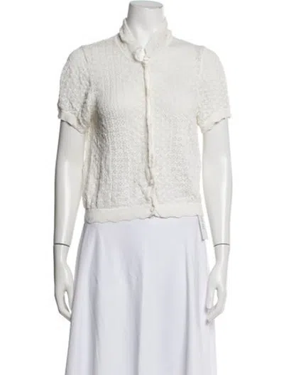 Pre-owned Doen Patterned Short Sleeve Blouse In Neutrals