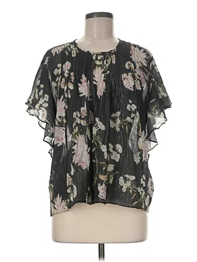 Pre-owned Dolan Short Sleeve Blouse In Black