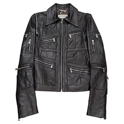 Pre-owned Dolce & Gabbana 2001  Multi-zip Biker Leather Jacket In Black
