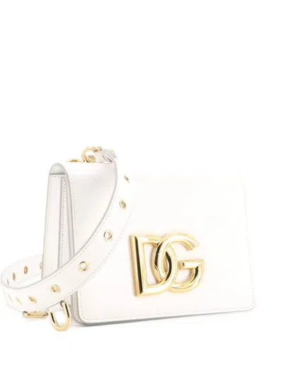 Pre-owned Dolce & Gabbana 3.5 Crossbody Bag Leather Shoulder Bag In White