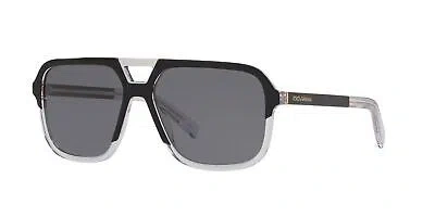 Pre-owned Dolce & Gabbana Angel Dg 4354 Black Crystal/grey 58/15/145 Men Sunglasses In Gray
