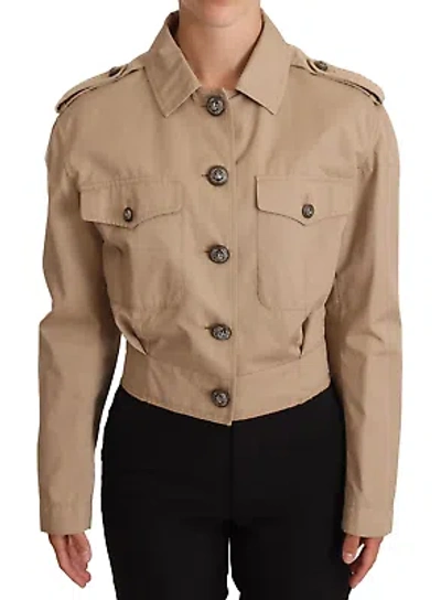 Pre-owned Dolce & Gabbana Beige Cropped Fitted Cotton Coat Jacket