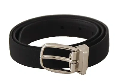 Pre-owned Dolce & Gabbana Elegant Engraved Buckle Leather Belt In Silver