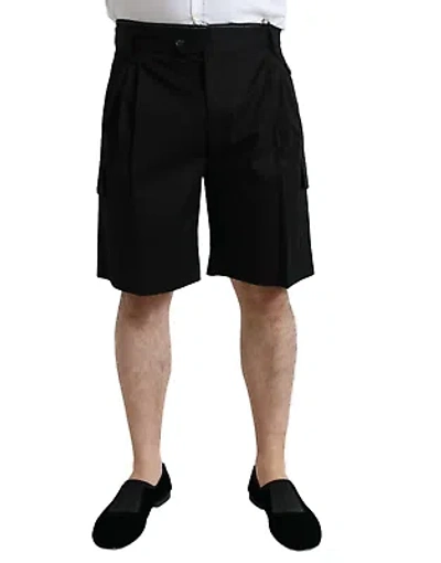 Pre-owned Dolce & Gabbana Black Cotton Stretch Cargo Bermuda Shorts