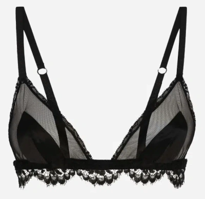 Dolce & Gabbana Lace-detailing Semi-sheer Bra In Black