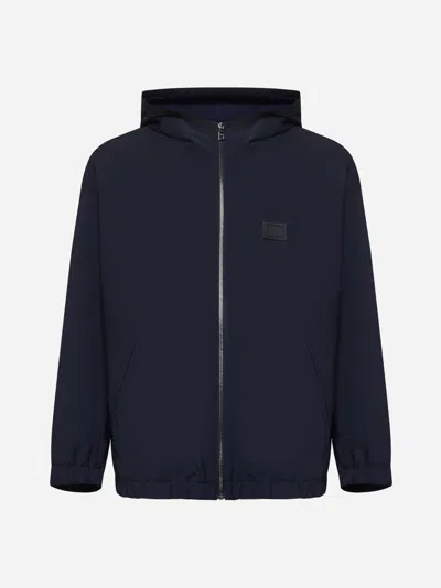 Dolce & Gabbana Blue Canvas Hooded Jacket