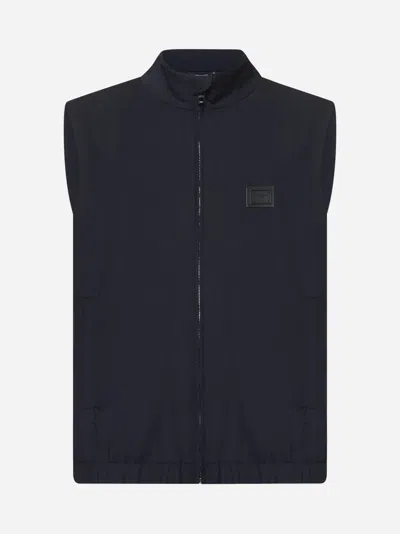 Dolce & Gabbana Blue Canvas Logo Plate Vest