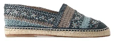 Pre-owned Dolce & Gabbana Blue Gray Leather Buffalo Espadrille Shoes