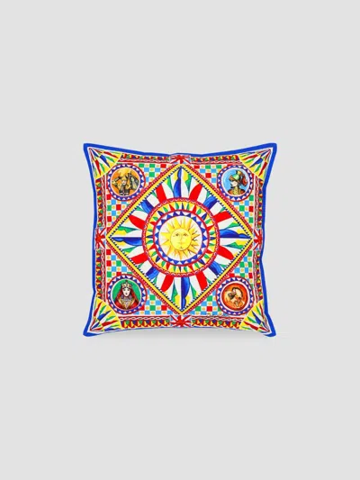 Dolce & Gabbana Carretto Canvas Cushion In Red