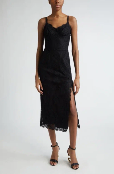 Dolce & Gabbana Chantilly Lace Sheath Dress In Black