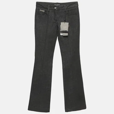 Pre-owned Dolce & Gabbana Charcoal Denim Flared Jeans S/waist 26" In Black