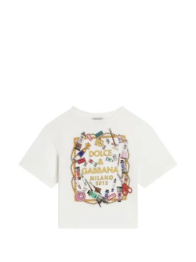Dolce & Gabbana Kids' Cotton T-shirt In Neutral