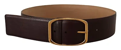 Pre-owned Dolce & Gabbana Elegant Dark Brown Leather Belt With Gold Buckle