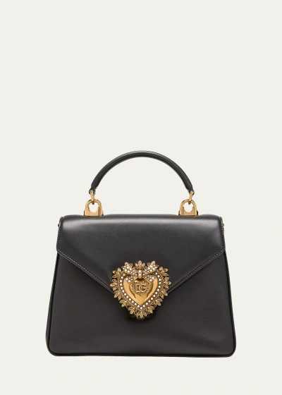 Dolce & Gabbana Devotion Medium Puffy Top Handle Bag In Black