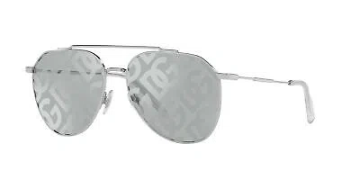 Pre-owned Dolce & Gabbana Dg 2296 Silver Logo/light Grey 58/15/145 Men Sunglasses In Gray