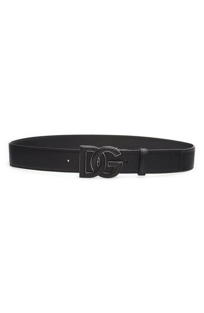 Dolce & Gabbana Dg Logo Buckle Leather Belt In Nero