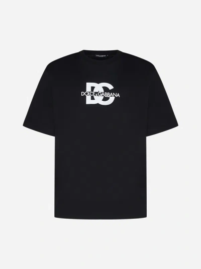 Dolce & Gabbana Dg Logo Cotton T-shirt In Black
